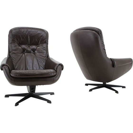 Image 1 of Paar Vintage-Lounge-Sessel aus Leder von Peem, Skandinavien 1970