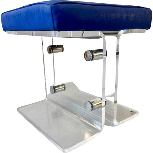 Vintage-Hocker aus Plexiglas und verchromtem Metall für La maison Marais International, Frankreich 1980