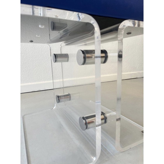 Image 1 of Vintage-Hocker aus Plexiglas und verchromtem Metall für La maison Marais International, Frankreich 1980