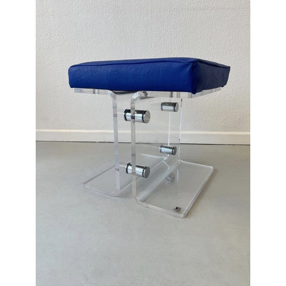Image 1 of Vintage-Hocker aus Plexiglas und verchromtem Metall für La maison Marais International, Frankreich 1980