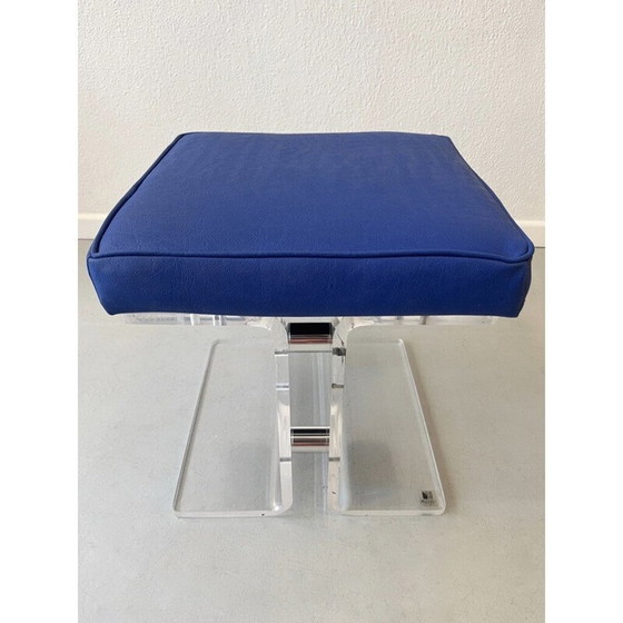 Image 1 of Vintage-Hocker aus Plexiglas und verchromtem Metall für La maison Marais International, Frankreich 1980