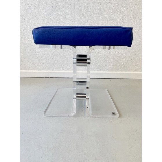 Image 1 of Vintage-Hocker aus Plexiglas und verchromtem Metall für La maison Marais International, Frankreich 1980