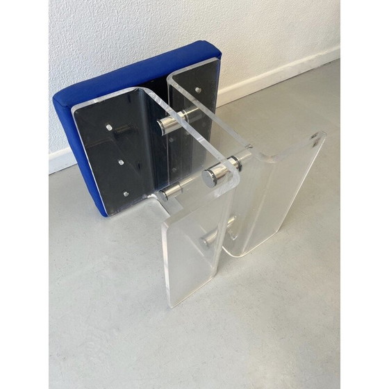 Image 1 of Vintage-Hocker aus Plexiglas und verchromtem Metall für La maison Marais International, Frankreich 1980