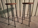 2× Barhocker Brutalistischer Hocker Schmiedeeisen Industriell