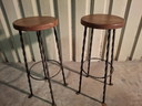 2× Barhocker Brutalistischer Hocker Schmiedeeisen Industriell