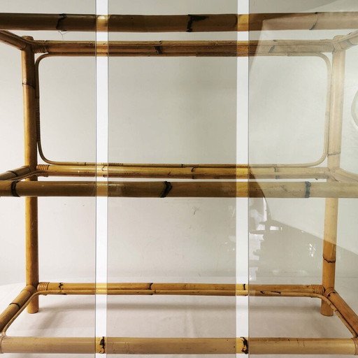 Vintage Regal aus Bambus und Glas, Deutschland 1970er