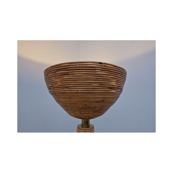 Image 1 of Vintage Stehleuchte modern braun Rattan Italien