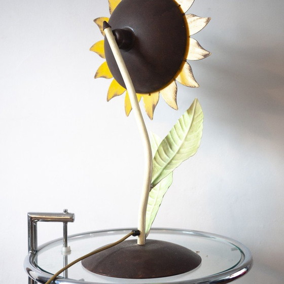 Image 1 of Tischlampe mit Sonnenblume aus Metall, Italien 1970