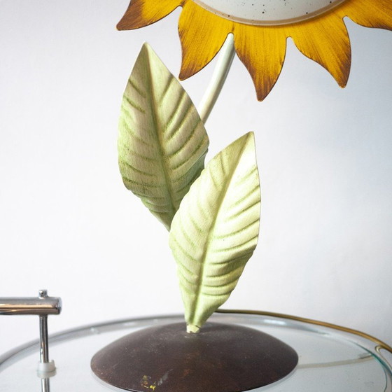 Image 1 of Tischlampe mit Sonnenblume aus Metall, Italien 1970