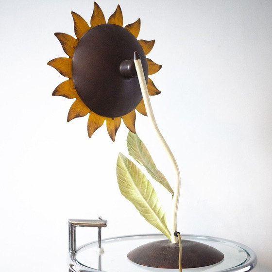 Image 1 of Tischlampe mit Sonnenblume aus Metall, Italien 1970