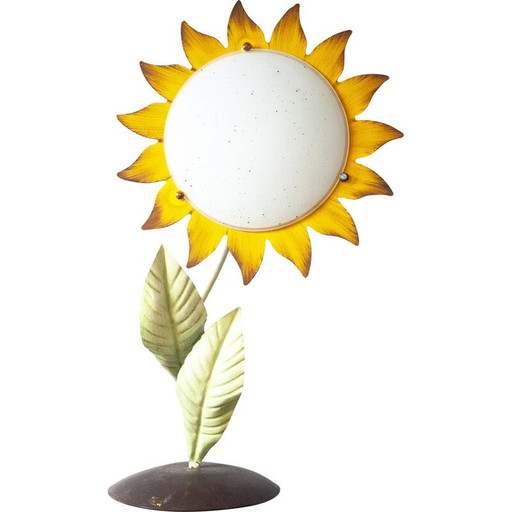 Tischlampe mit Sonnenblume aus Metall, Italien 1970