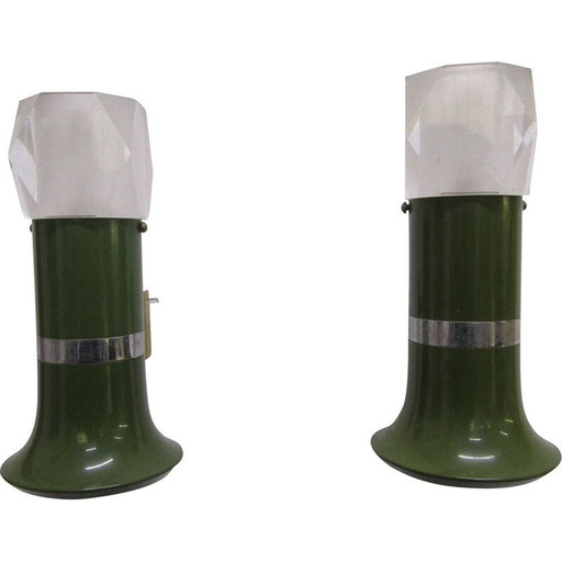 Paar Vintage-Wandleuchter aus Metall und Plexiglas, Italien 1970