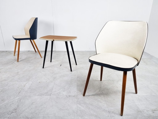 2x Vintage-Sessel mit Tisch, Belgien der 1960er Jahre