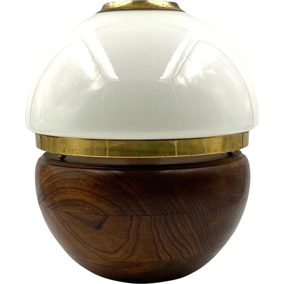 Image 1 of Alte Tischlampe aus Holz und Opalglas von Luigi Caccia Dominioni, Italien 1970