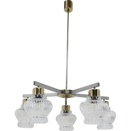 Vintage-Kronleuchter aus Glas von Kamenicky Senov, Tschechoslowakei 1970