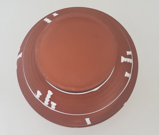 Image 1 of Vase mit braunen Scherben und weißer Laufglasur, 1950er Jahre