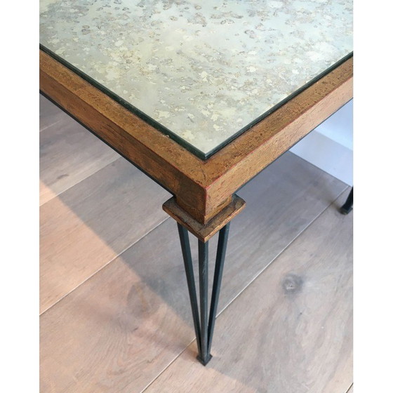 Image 1 of Vintage Couchtisch aus Stahl mit Patina und Vergoldung, 1940