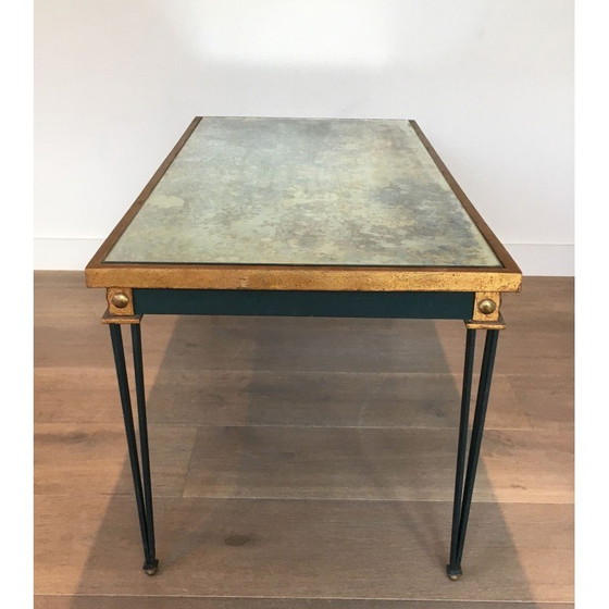 Image 1 of Vintage Couchtisch aus Stahl mit Patina und Vergoldung, 1940