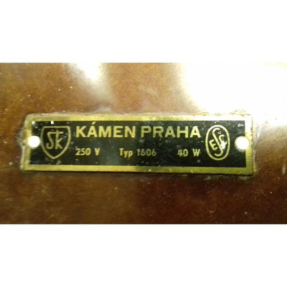 Image 1 of Vintage Art Deco Lampe aus Metall, Stein und Glas von Kámen Praha, Tschechoslowakei 1935