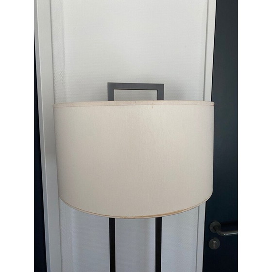 Image 1 of Zeitgenössische Stehlampe aus schwarzem Metall mit weißem Lampenschirm