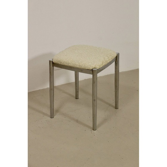 Image 1 of Vintage-Hocker aus Jacquard-Samt und verchromtem Metall für Casamance