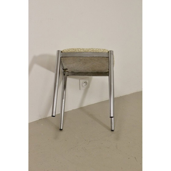 Image 1 of Vintage-Hocker aus Jacquard-Samt und verchromtem Metall für Casamance