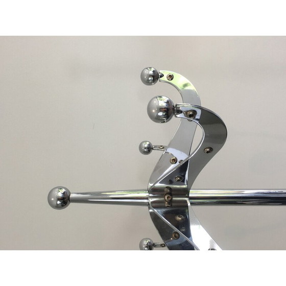 Image 1 of Vernieteter Chrom-Garderobenständer Vintage, 1980