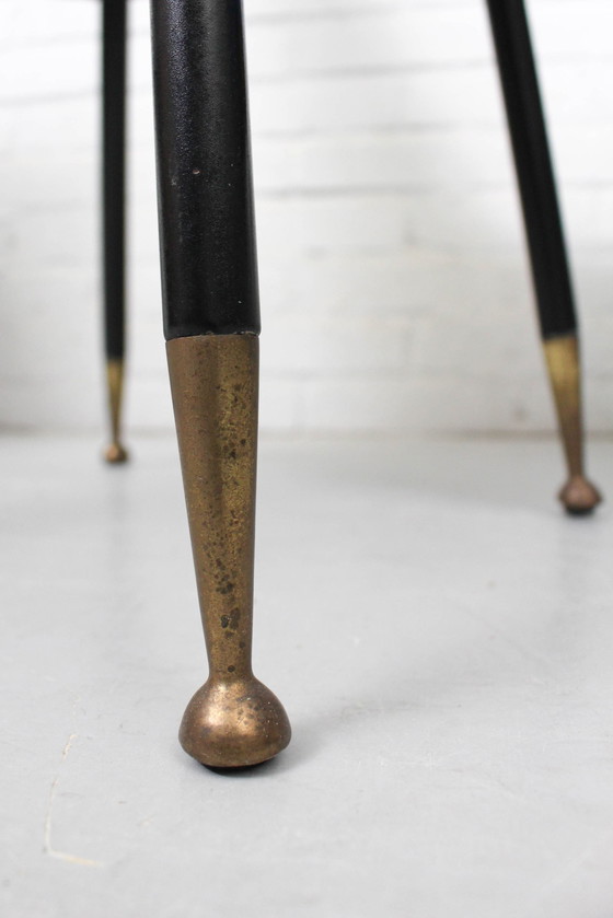 Image 1 of 4x Mid Century Esszimmerstühle mit Messingfüßen, Set