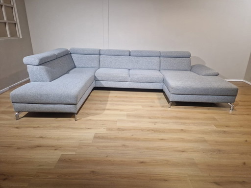 Montel Urban U Ecksofa - Grau - Stoff - Design - Kopfstütze