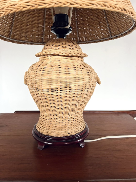 Image 1 of Vintage Rattan Tischlampe '60