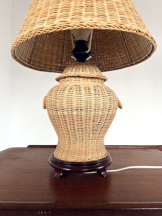 Image 1 of Vintage Rattan Tischlampe '60