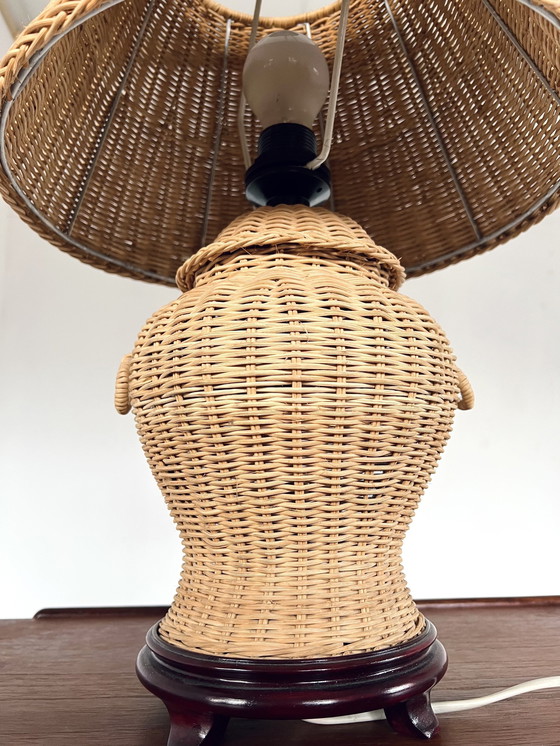 Image 1 of Vintage Rattan Tischlampe '60
