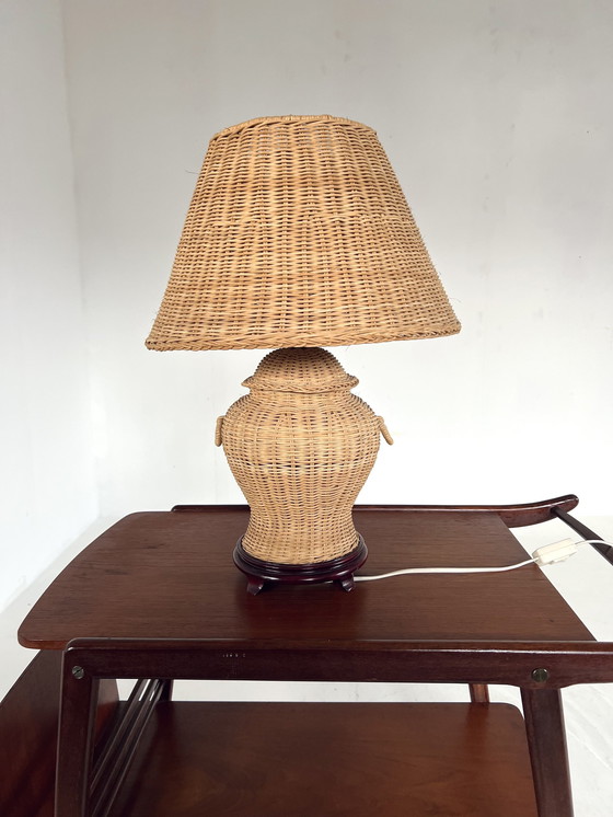 Image 1 of Vintage Rattan Tischlampe '60