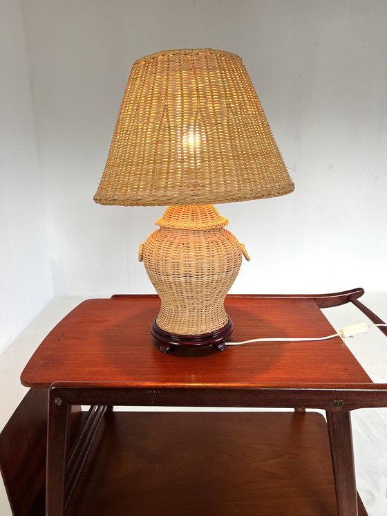 Image 1 of Vintage Rattan Tischlampe '60