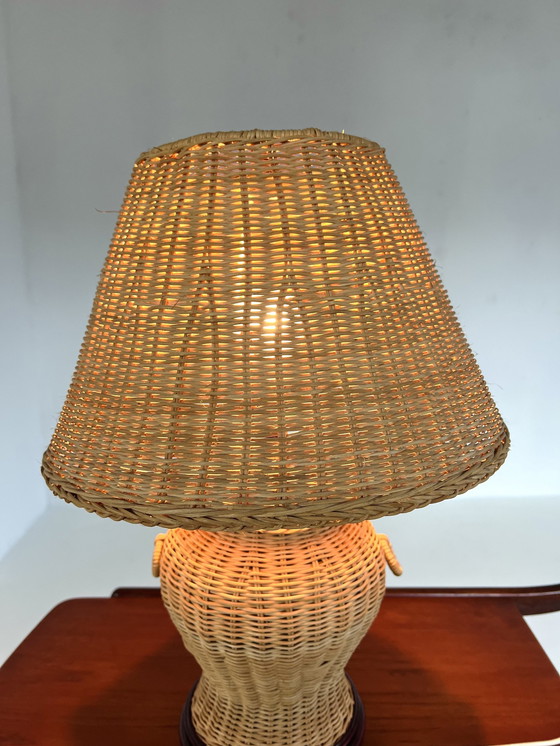 Image 1 of Vintage Rattan Tischlampe '60