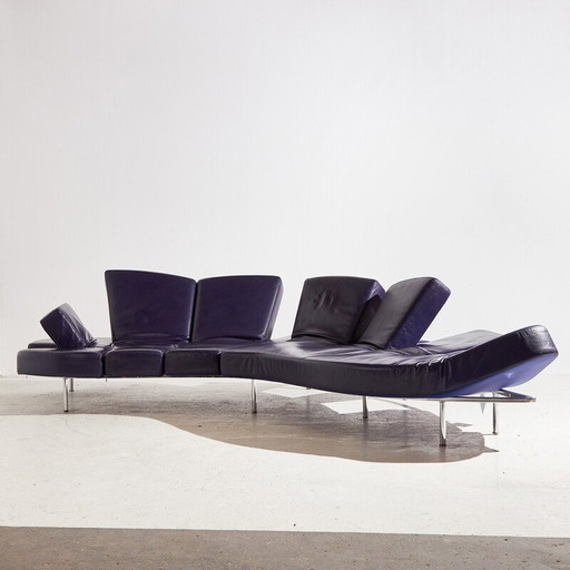 Vintage 3-Sitzer Sofa "Flap" aus Metall und Leder von Francesco Binfaré für Edra, 2000