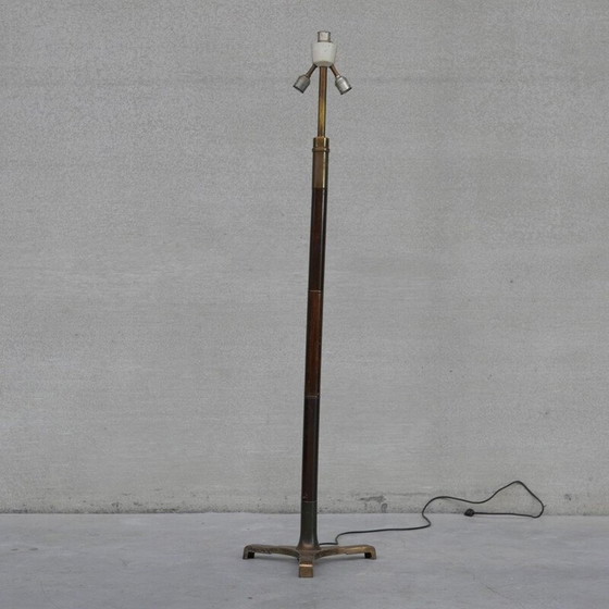 Image 1 of Vintage Stehlampe aus Holz und Messing, Frankreich 1950