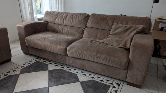 Image 1 of Schönes 2-teiliges braunes Sofa aus weichem Leder