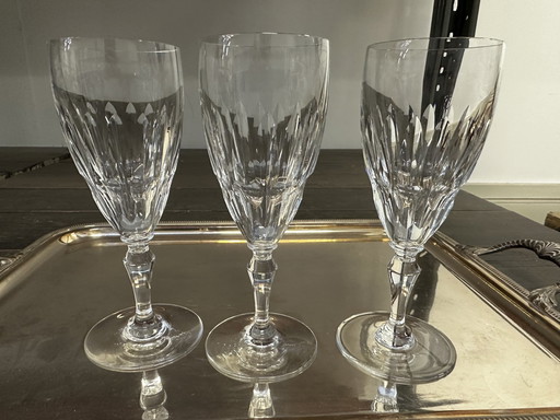 3 Champagnergläser aus Baccarat-Kristall Modell Deauville H 18,5 Cm