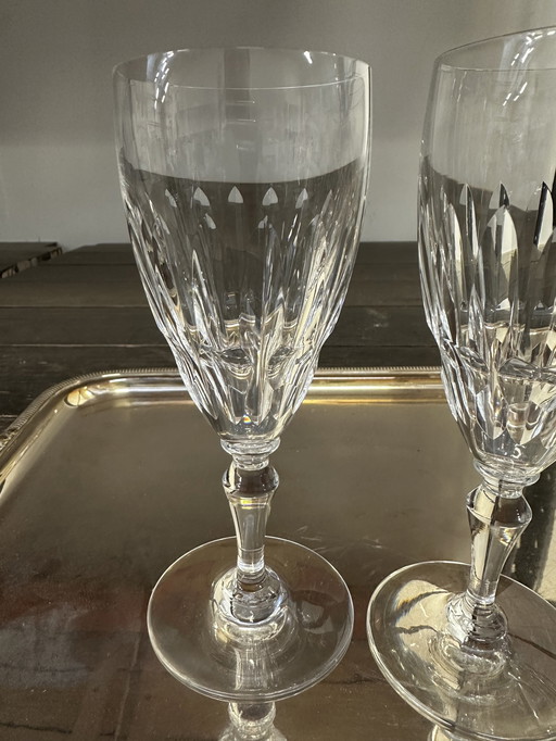 3 Champagnergläser aus Baccarat-Kristall Modell Deauville H 18,5 Cm