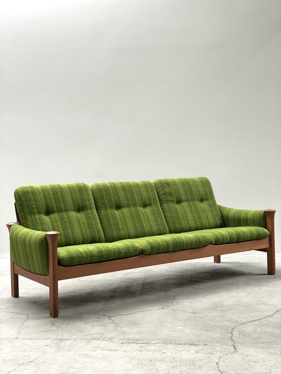 Image 1 of Arne Vodder Für Cado 3-Sitzer Sofa Teak Holz Bouclé Grün 1970er Jahre