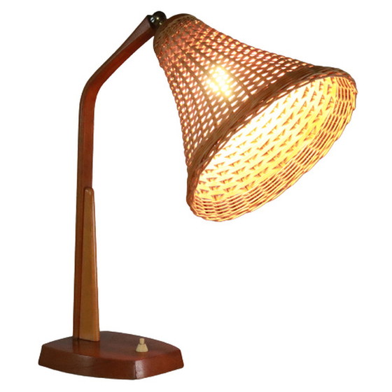 Image 1 of Vintage Tischlampe aus Rattan