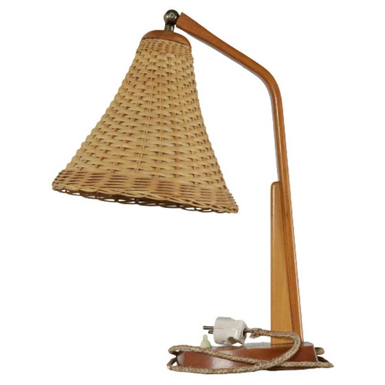 Image 1 of Vintage Tischlampe aus Rattan