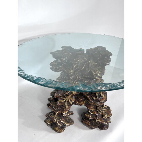 Image 1 of Italienischer Couchtisch aus Holz und Glas, 1970er Jahre