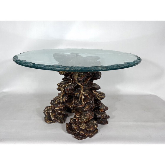 Image 1 of Italienischer Couchtisch aus Holz und Glas, 1970er Jahre