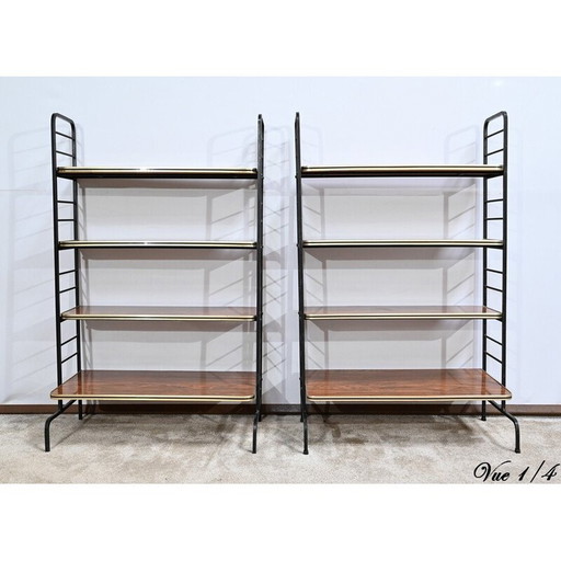 Paar Vintage-Regale aus Metall und Laminat, 1950