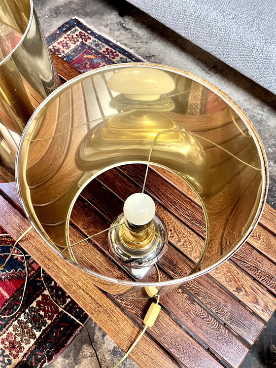 Image 1 of Paar Goldene Keramiklampe, Italien, 1970