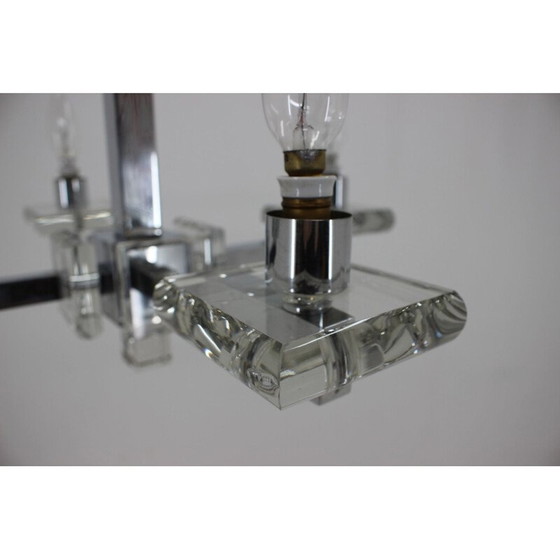 Image 1 of Einzigartiger Bauhaus-Kronleuchter aus Chrom und Glas, 1930er Jahre