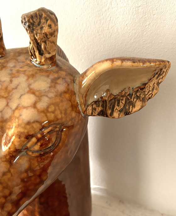 Image 1 of Keramik glasiert Pan Porzellan Büste Statue einer Giraffe