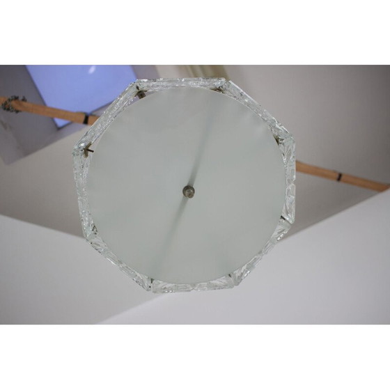 Image 1 of Hängeleuchte aus Metall und Glas von Kamenický Šenov, Tschechoslowakei 1960